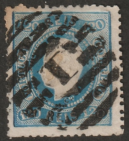 Portugal 1867 Sc 32 used "1" (Lisboa) cancel