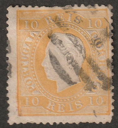 Portugal 1871 Sc 35d used "1" (Lisboa) cancel tiny thin