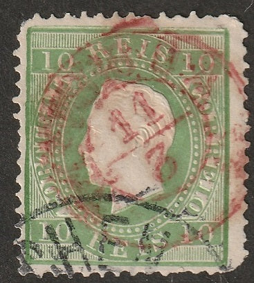 Portugal 1880 Sc 37b used red Lisboa cancel enamel paper