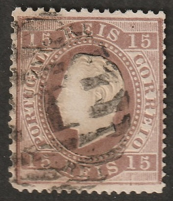 Portugal 1875 Sc 38a used "1" (Lisboa) cancel