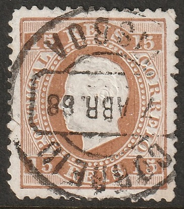 Portugal 1875 Sc 38b used Lisboa cancel enamel paper