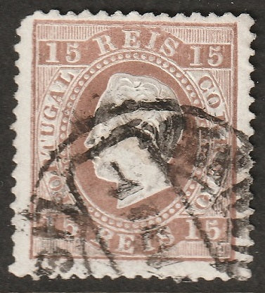 Portugal 1875 Sc 38b used Lisboa cancel enamel paper