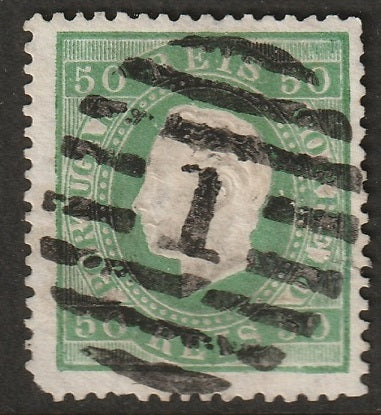 Portugal 1871 Sc 42a used "1" (Lisboa) cancel