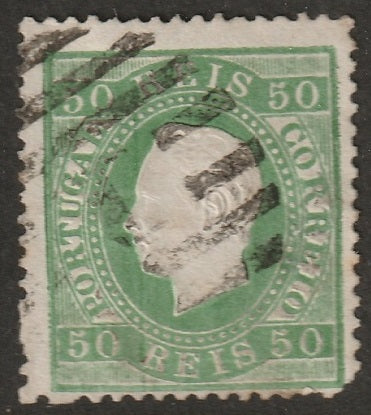 Portugal 1871 Sc 42a used "1" (Lisboa) cancel small thin