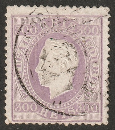 Portugal 1876 Sc 50c used enamel paper thin