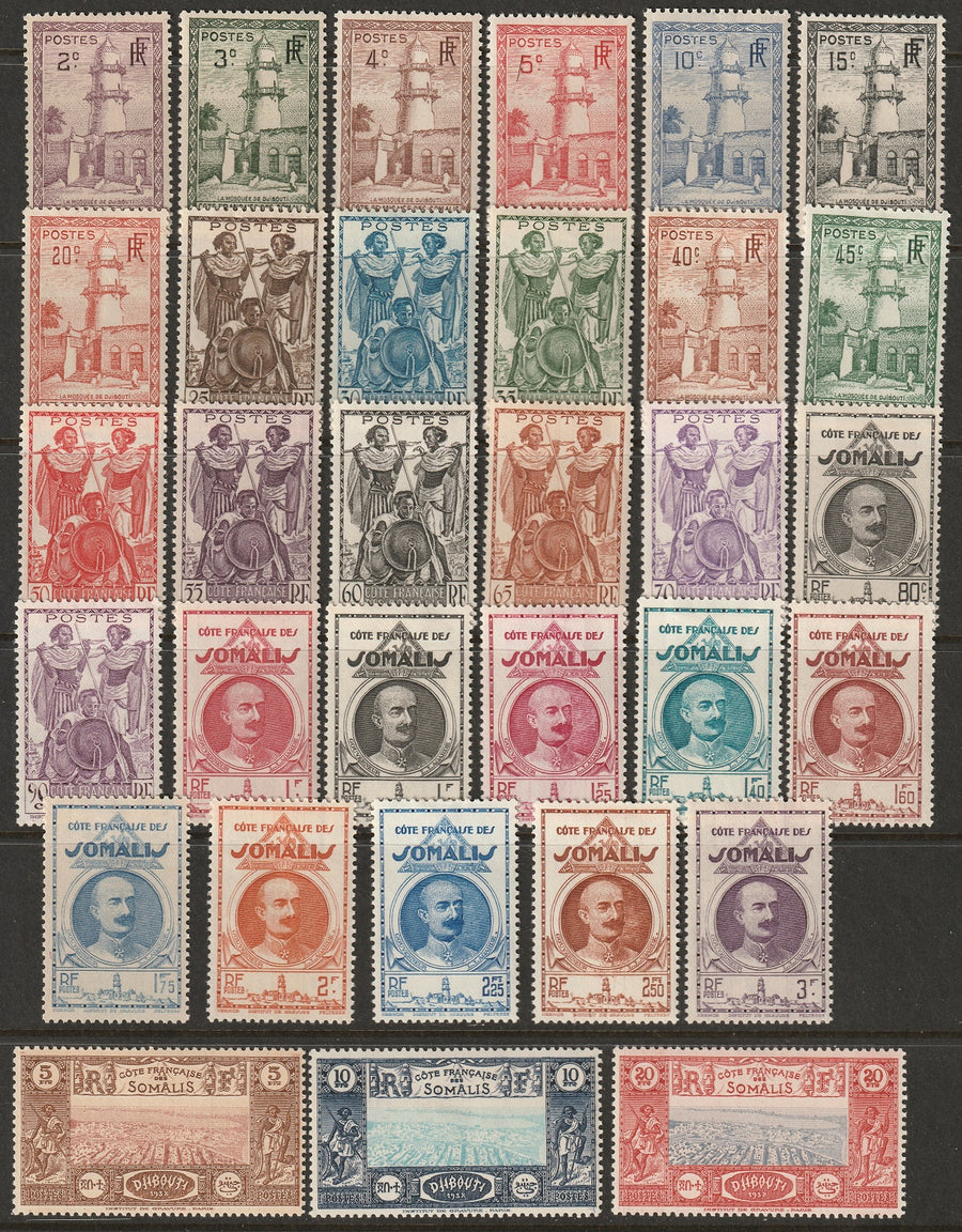 Somali Coast 1938-40 Sc 146/178 partial set MH*/MNG(*) 28 values