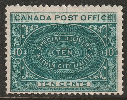 Canada 1898 Sc E1iv MNG(*) deep blue green tiny tear at top