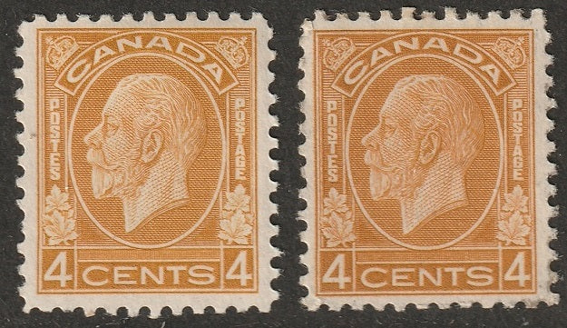 Canada 1932 Sc 198,198i MH* ochre & brownish ochre shades