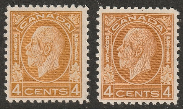 Canada 1932 Sc 198,198i MH* ochre & brownish ochre shades