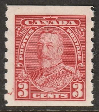 Canada 1935 Sc 230 coil MH* ink blot at LL corner