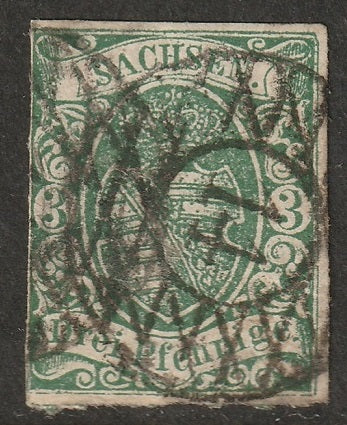 Saxony 1851 Sc 2 used "14" Bautzen cancel