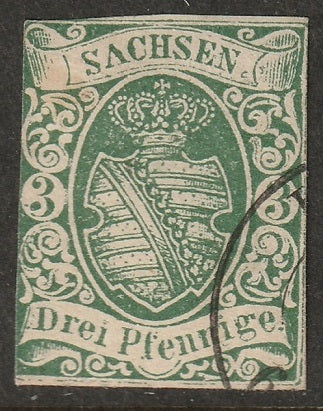 Saxony 1851 Sc 2 used light cancel