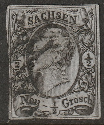 Saxony 1855 Sc 9 used thin paper