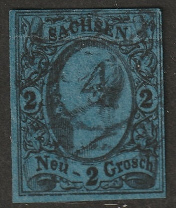 Saxony 1855 Sc 11 used "4" (Leipzig Bahnhof) cancel