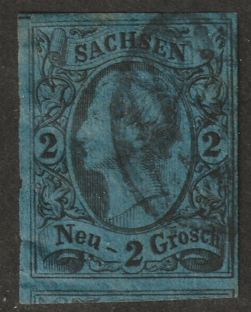 Saxony 1855 Sc 11 used wrinkling