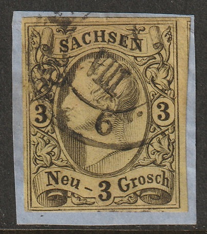 Saxony 1855 Sc 12 used on piece