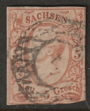 Saxony 1856 Sc 13 used large thin orange brown