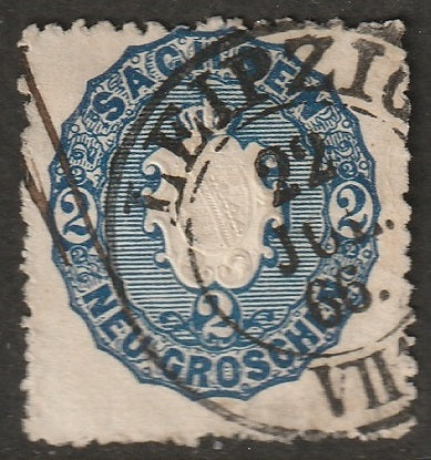 Saxony 1863 Sc 18a used Leipzig cancel dark blue