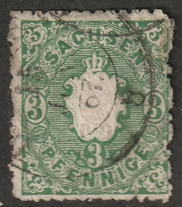 Saxony 1863 Sc 15 used faulty thins