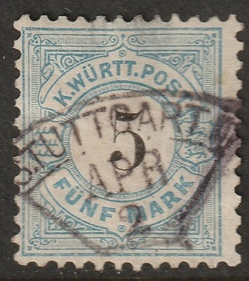 Wurttemberg 1881 Sc 72 used Stuttgart cancel thin at top