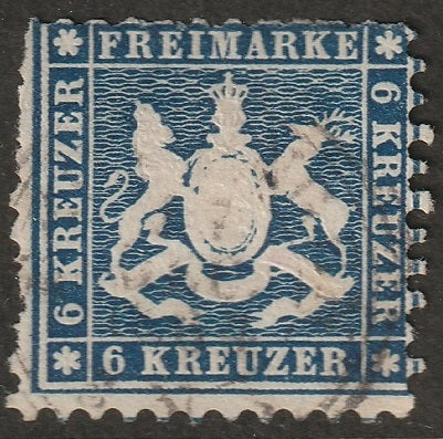 Wurttemberg 1864 Sc 37 used darker blue