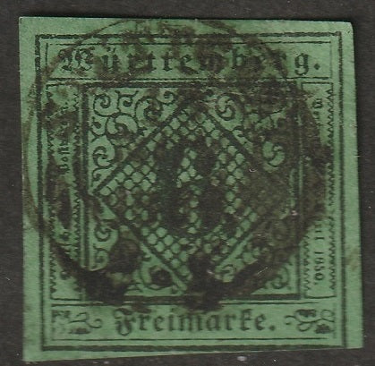 Wurttemberg 1851 Sc 4 used Stuttgart cancel thin