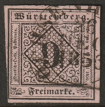 Wurttemberg 1851 Sc 5 used Ochsenhausen cancel thins