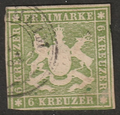 Wurttemberg 1860 Sc 16 used tiny thin