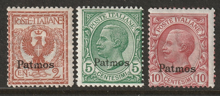 Italy Aegean Patmo 1912 Sc 1-3 MH* some crazed gum