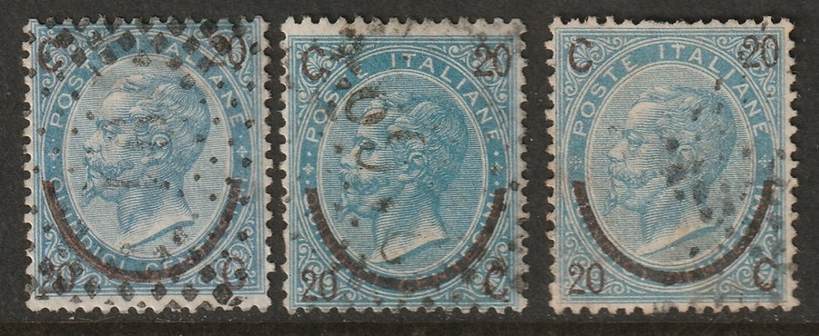 Italy 1865 Sc 34,34a,34b used all 3 types