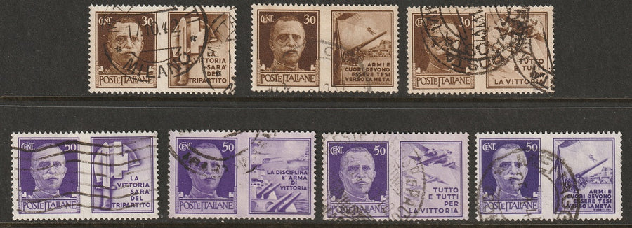 Italy 1942 Sc 431/438 war propaganda partial set used