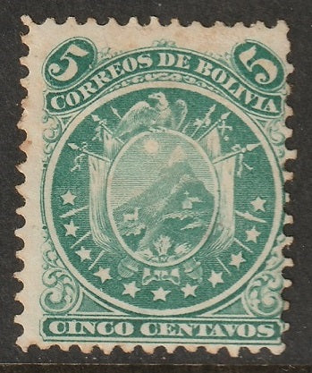 Bolivia 1871 Sc 15 MH* partial gum/toned