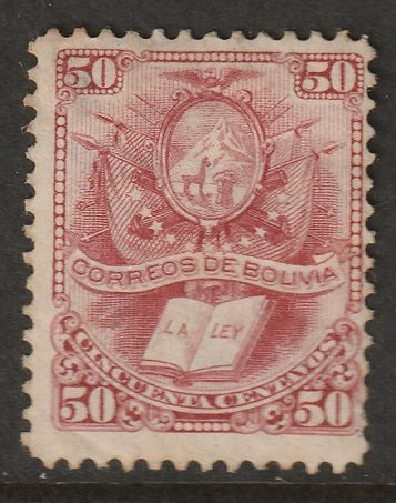 Bolivia 1878 Sc 23 MH* disturbed gum/small thin