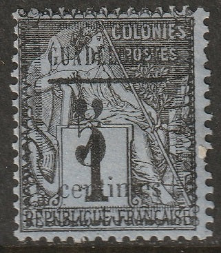 Guadeloupe 1889 Sc 6 MH* small thin