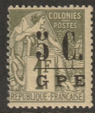 Guadeloupe 1891 Sc 11 var MH* thin line variety