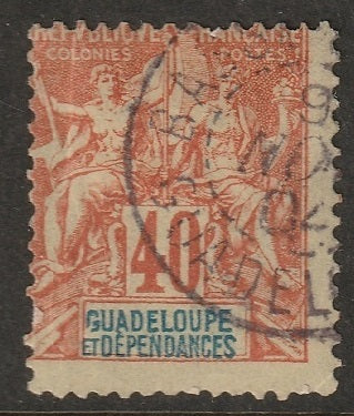 Guadeloupe 1891 Sc 40 used Basse-Terre cancel