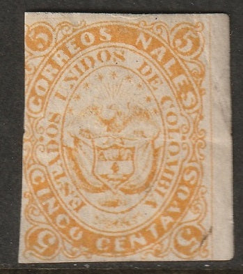 Colombia 1868 Sc 53 MNG(*) large crease