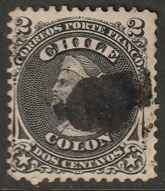 Chile 1867 Sc 16 used toning