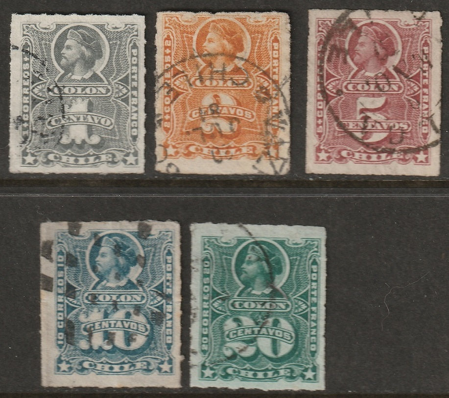 Chile 1877 Sc 20-4 set used