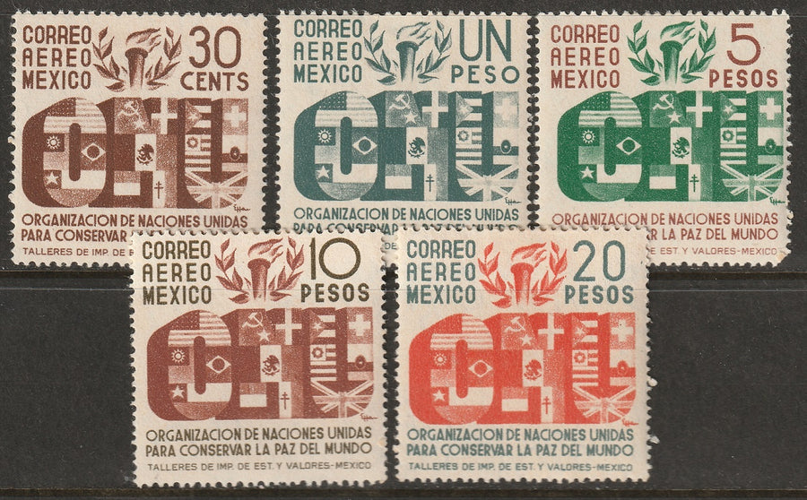 Mexico 1946 Sc C158-62 air post set MH*