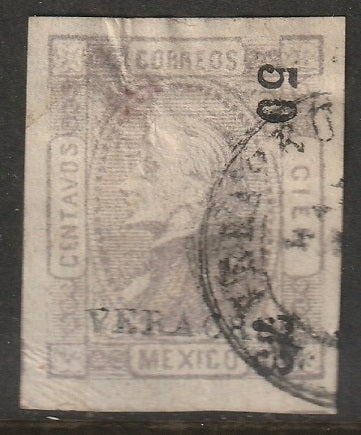 Mexico 1872 Sc 98 used Veracruz district & cancel large thin