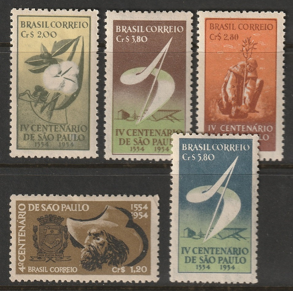 Brazil 1953 Sc 734-8 set MH*