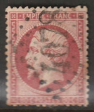 France 1862 Sc 28b used "4078" (Valenciennes) cancel