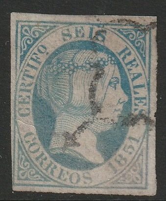 Spain 1851 Sc 10 used spider cancel