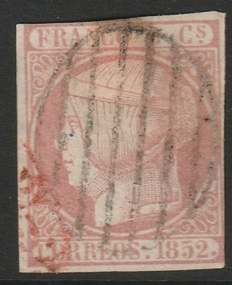 Spain 1852 Sc 12 used green grid cancel