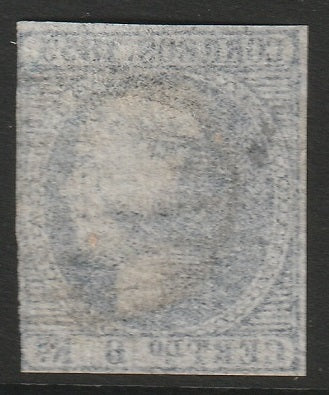 Spain 1853 Sc 23 used grid cancel trimmed on right