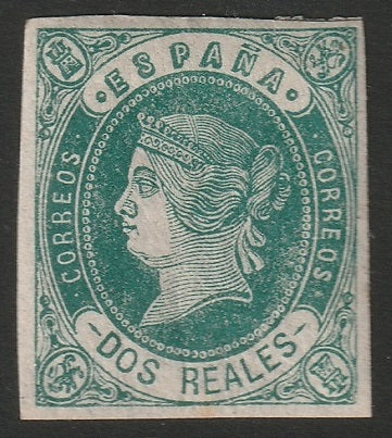 Spain 1862 Sc 60 MH* dark green