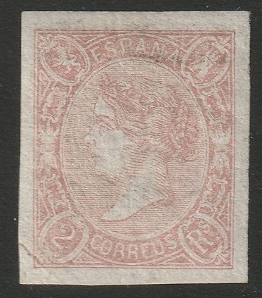 Spain 1865 Sc 73 MH* cracked gum good margins