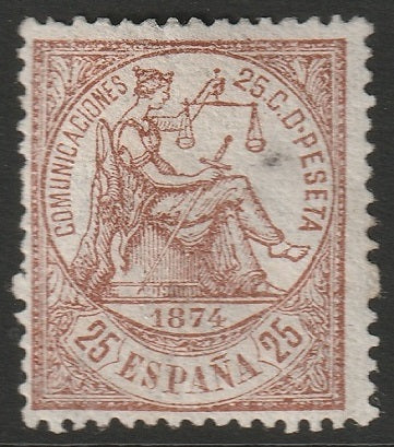 Spain 1874 Sc 205 MH* disturbed gum