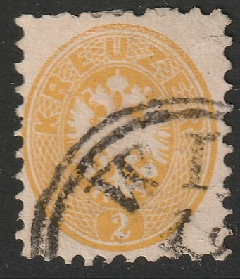 Austria 1864 Sc 22 used Wien cancel crease